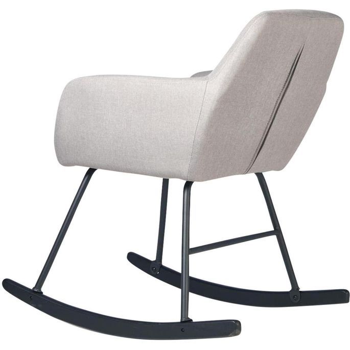Rocking chair tissu gris clair et pieds métal noir Ohny - Photo n°4