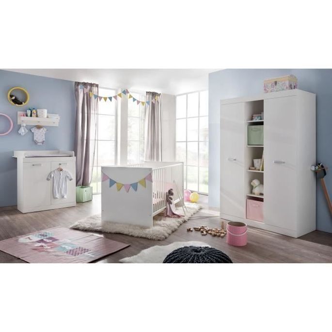 Ronja Chambre Bebe Complete 3 Pieces Lit 70x140 Cm Armoire Commode Lestendances Fr