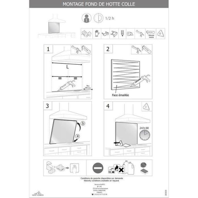 Saint-Gobain Fond de hotte en verre TRANSPARENT 45x60 - Photo n°4