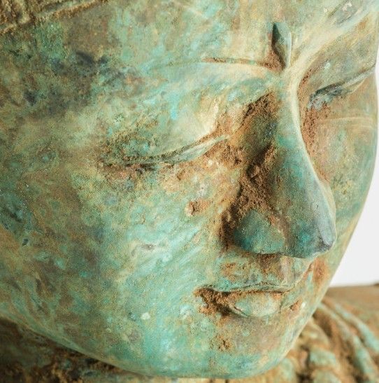 Sculpture bronze vert décapé et pieds métal gris Belal - Photo n°3