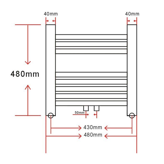 Sèche-Serviettes Chauffage Central Incurvé 480x480mm + Connecteurs - Photo n°9