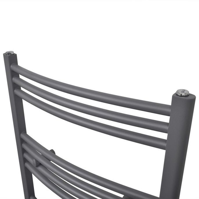 Sèche-serviettes eau chaude à rails incurvés Gris de 600 x 1424 mm - Photo n°3