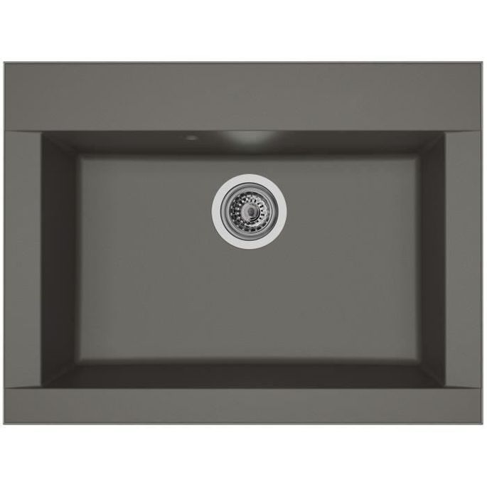 STRADOUR Evier cuisine a encastrer 1 bac sans égouttoir Hexo - Résine - 66 x 50 cm - Gris béton - Photo n°1