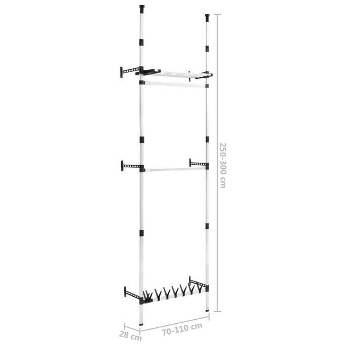 Système de garde-robe télescopique barres et étagère Aluminium 3 - Photo n°11