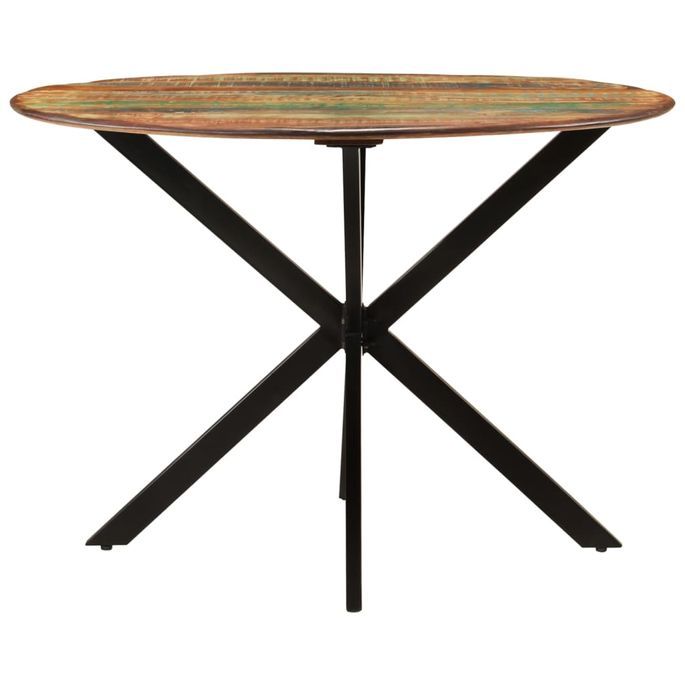 Table à dîner Ø110x78 cm Bois de récupération massif et acier - Photo n°11