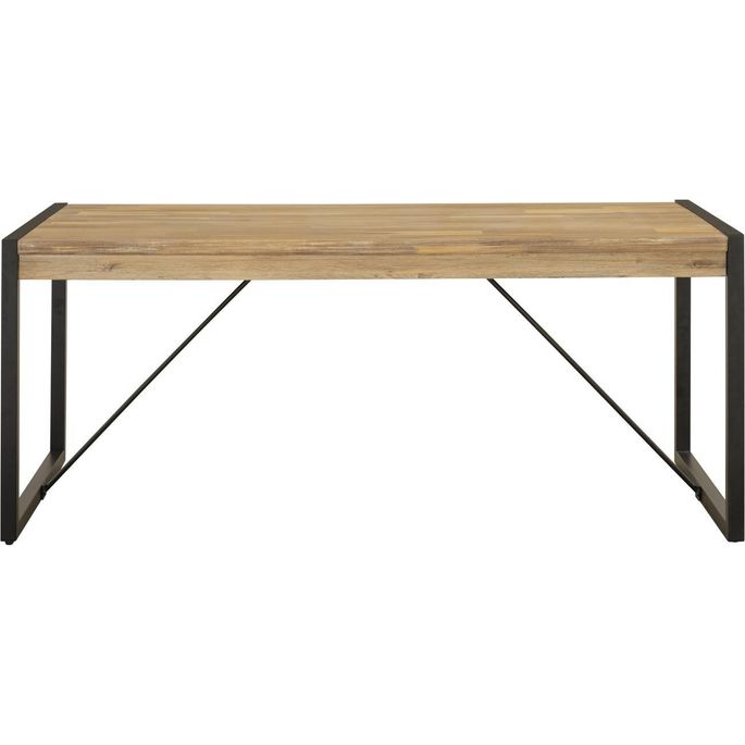 Table à manger 205 cm bois massif acacia et pieds acier noir Zayane - Photo n°1
