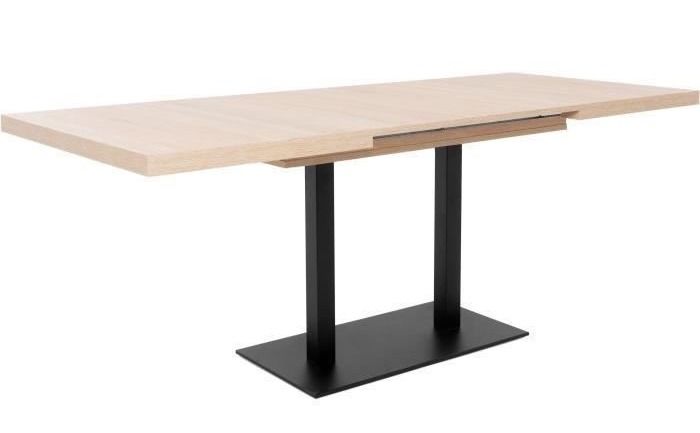 Table a manger a rallonge - Style industriel - Décor chene sonoma et noir - L 120-200 x P 80 x H 75 cm - Photo n°1