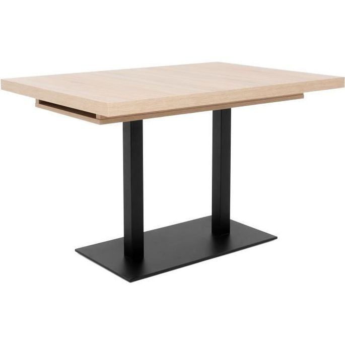 Table a manger a rallonge - Style industriel - Décor chene sonoma et noir - L 120-200 x P 80 x H 75 cm - Photo n°4