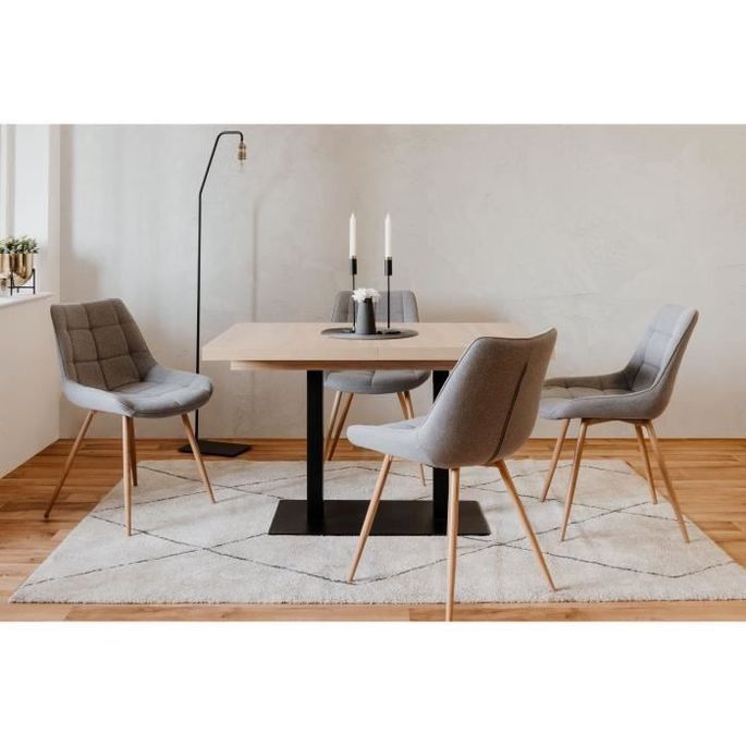 Table a manger a rallonge - Style industriel - Décor chene sonoma et noir - L 120-200 x P 80 x H 75 cm - Photo n°6