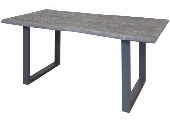 Table à manger acacia massif gris et pieds métal Melin L 200 cm - Photo n°1