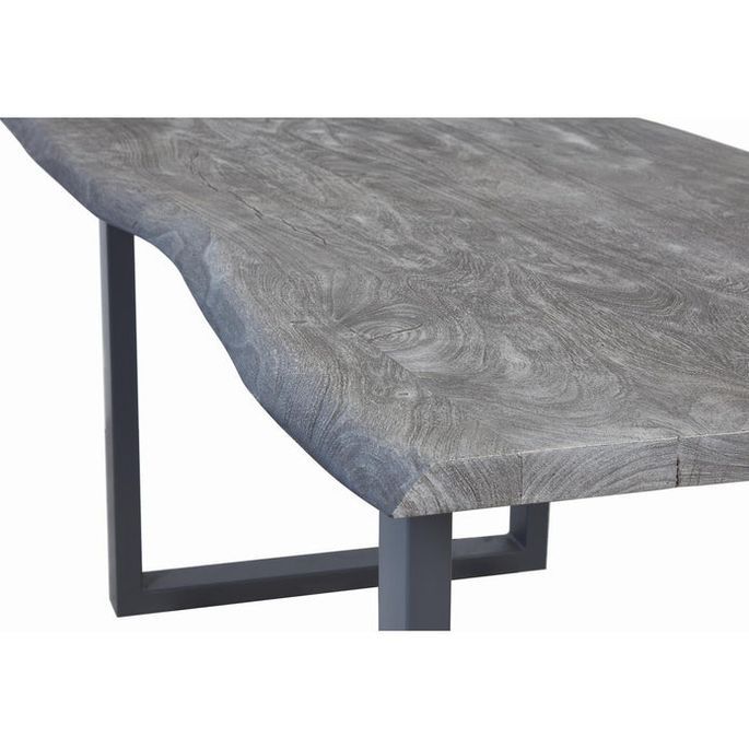 Table à manger acacia massif gris et pieds métal Melin L 200 cm - Photo n°3