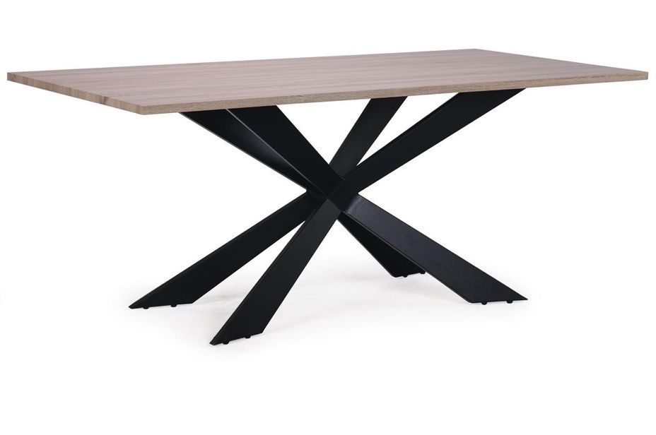 Table à manger bois chêne clair et pieds noir Rosti 180 cm - Photo n°1