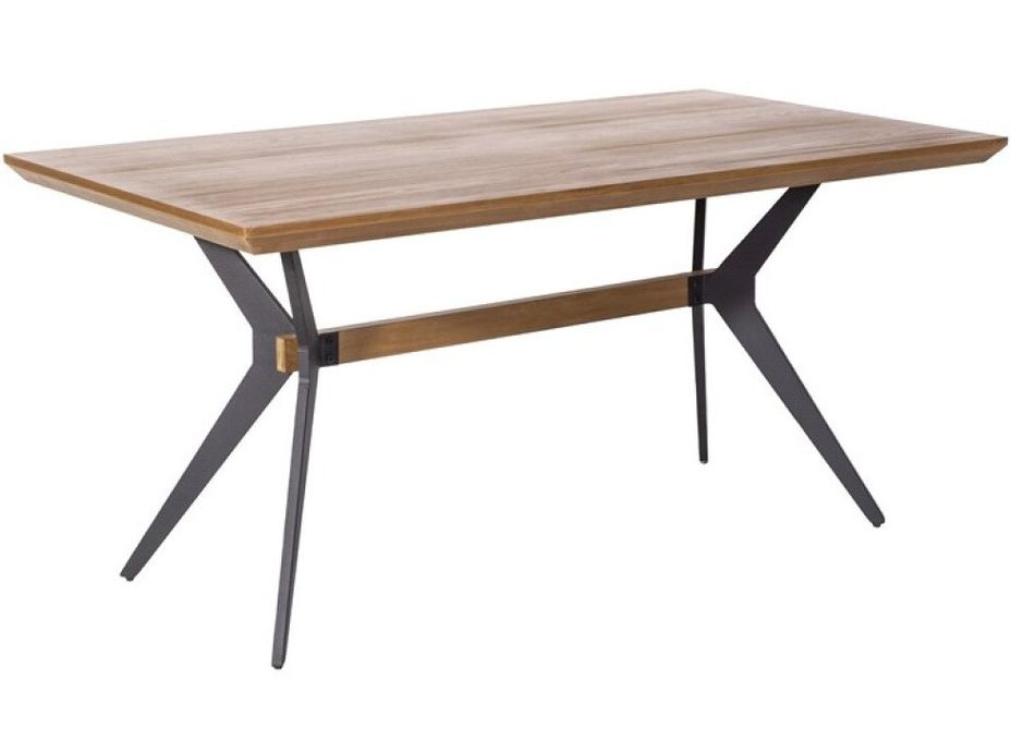 Table à manger bois clair et pieds métal noir Godo L 160 cm - Photo n°1