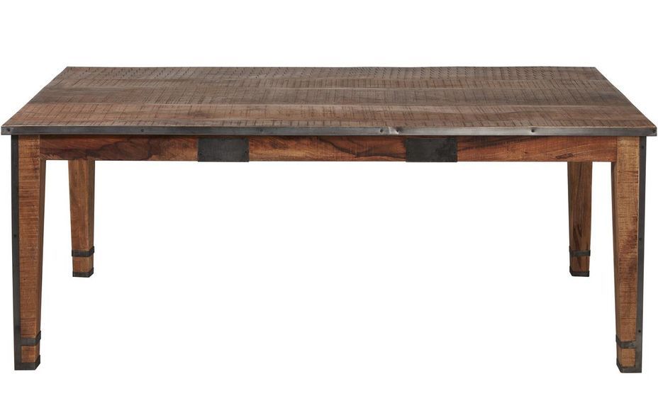 Table à manger bois de manguier marron et métal noir Engal 180 cm - Photo n°2