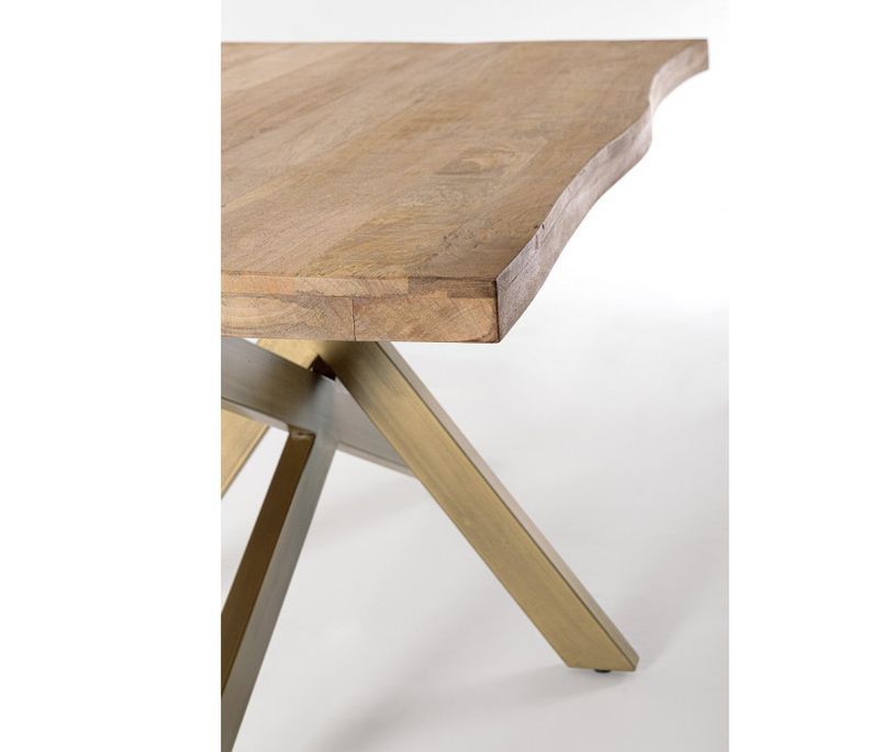 Table à manger bois de manguier naturel et pieds acier laiton mat Jonky 175 cm - Photo n°3
