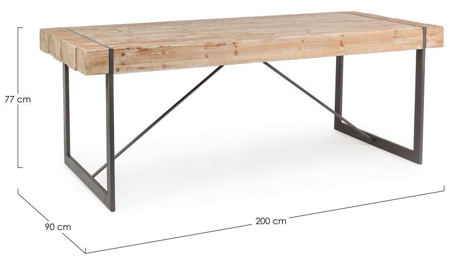 Table à manger bois de sapin et pieds acier noir Garty 200 cm - Photo n°7