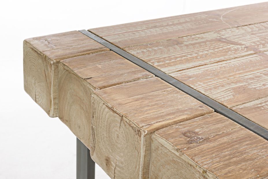 Table à manger bois de sapin et pieds acier noir Garty 200 cm - Photo n°3