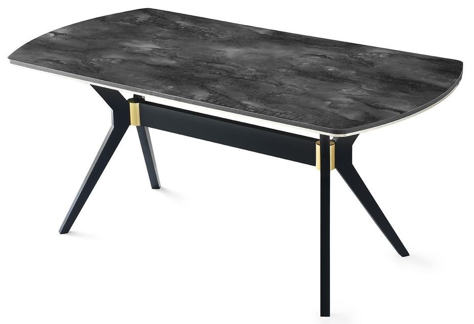 Table à manger bois effet marbre noir Kibona 180 cm - Photo n°1