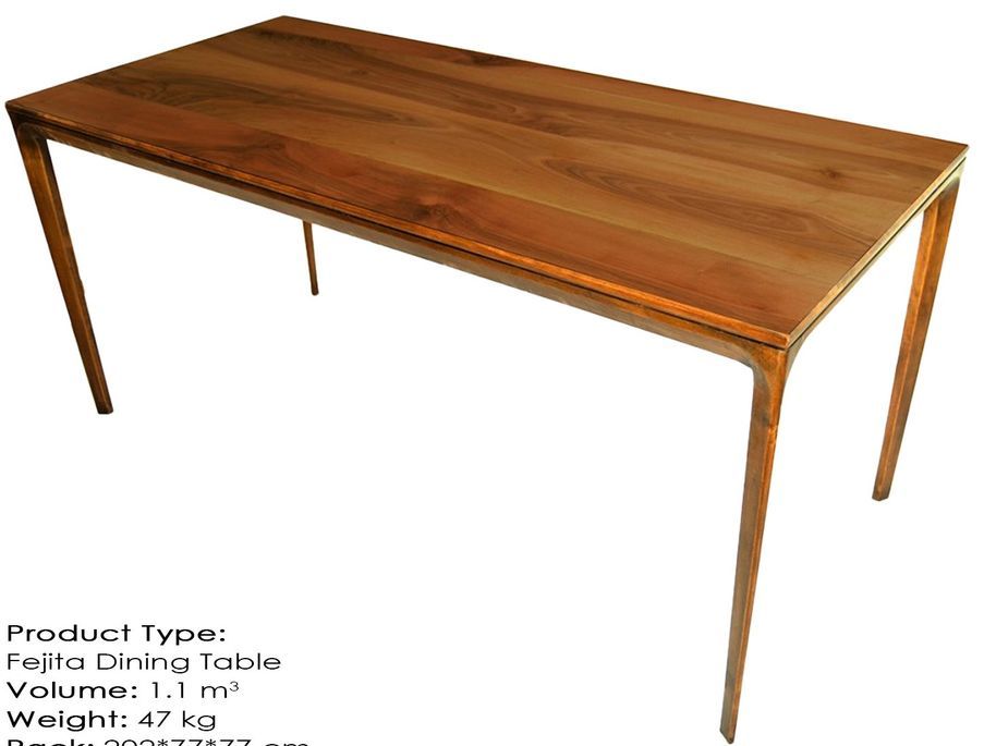 Table à manger bois massif Noyer Fejita 200 cm - Photo n°1