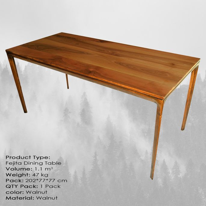 Table à manger bois massif Noyer Fejita 200 cm - Photo n°5