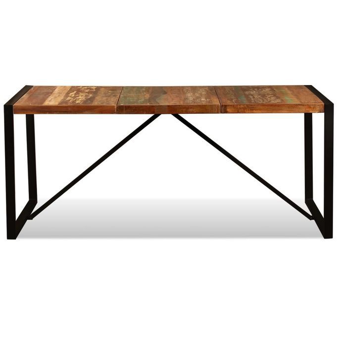 Table à manger bois reconditionné et pieds acier noir Unik 180 cm - Photo n°2