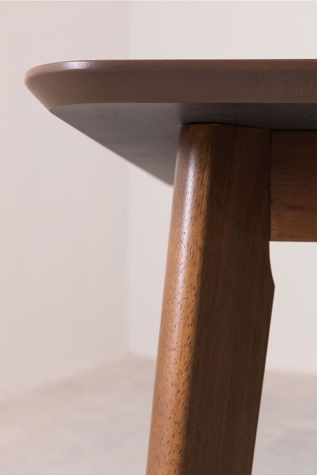 Table à manger carrée bois d'hévéa marron Kise 100 cm - Photo n°3