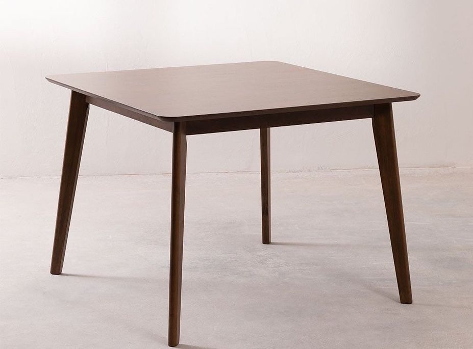 Table à manger carrée bois d'hévéa marron Kise 100 cm - Photo n°1