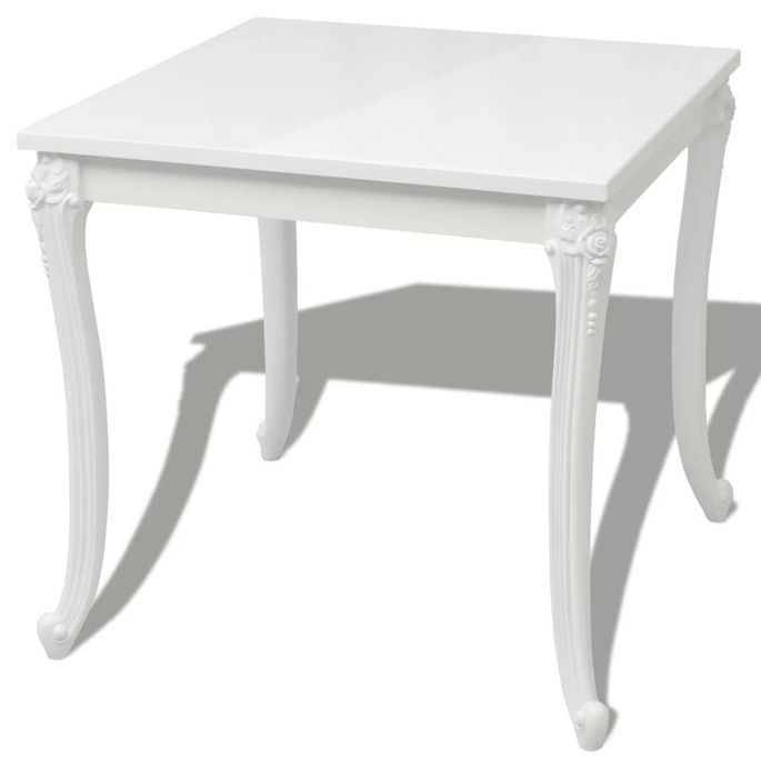 Table carrée bois blanc et pieds plastique Pomme 80 cm - Photo n°1