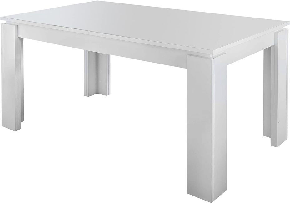Table à manger extensible 160/200 cm blanc Koryne - Photo n°1