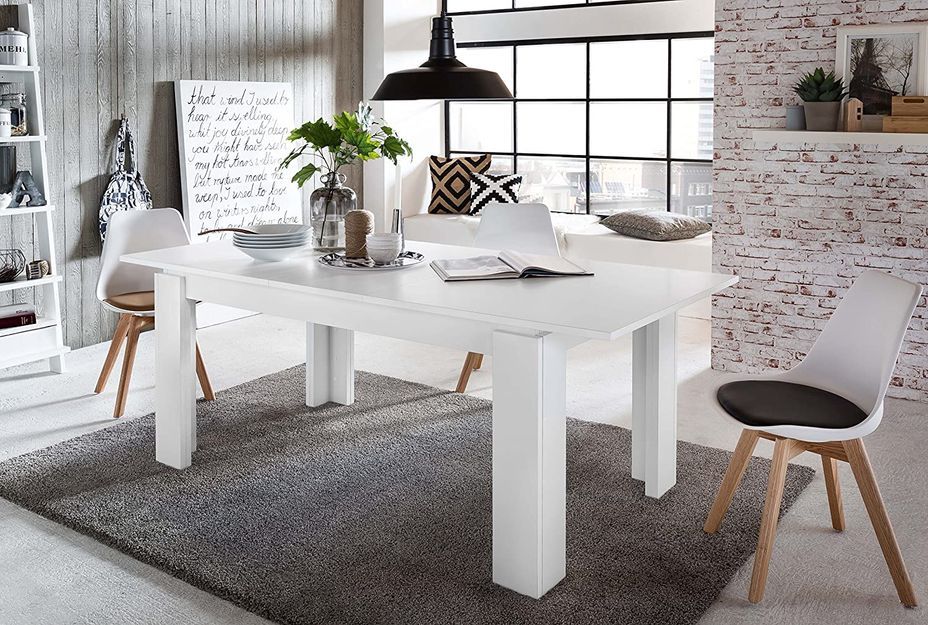 Table à manger extensible 160/200 cm blanc Koryne - Photo n°3