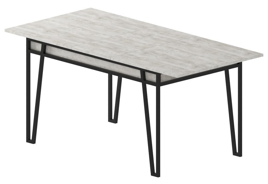 Table à manger extensible blanc et métal noir Kasper 130/170 cm - Photo n°4