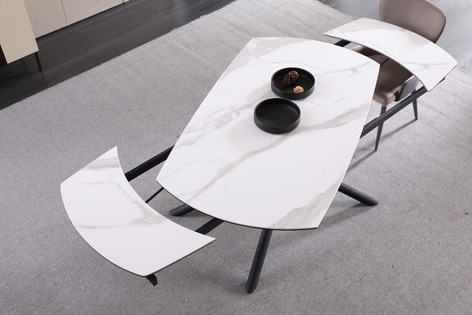Table à manger extensible céramique aspect marbre Vazole 160 à 226 cm - Photo n°2