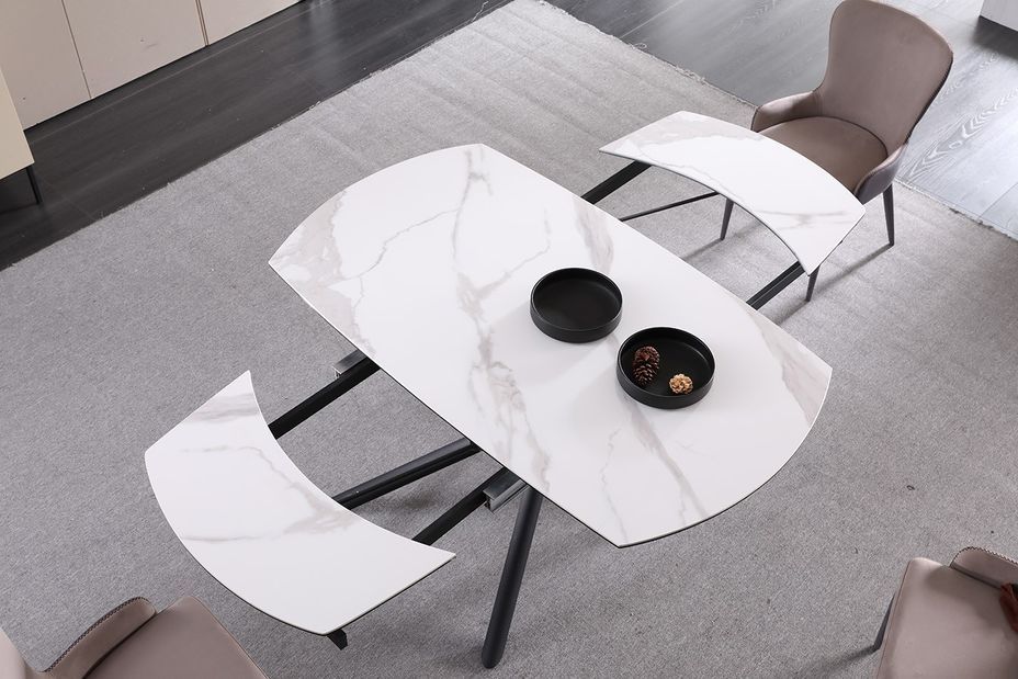 Table à manger extensible céramique aspect marbre Vazole 160 à 226 cm - Photo n°4