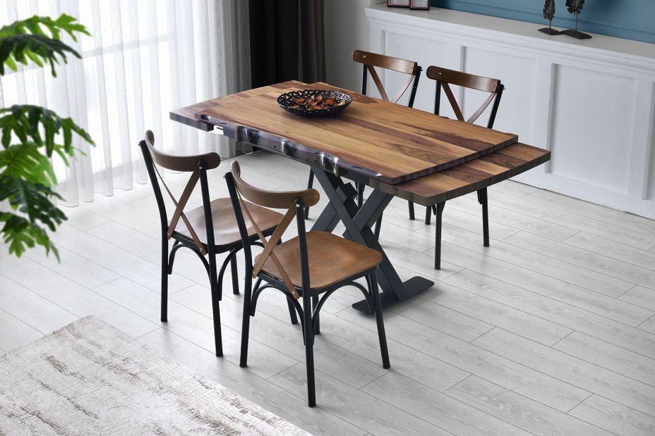 Table à manger extensible industrielle koby 130/190 cm - Photo n°3