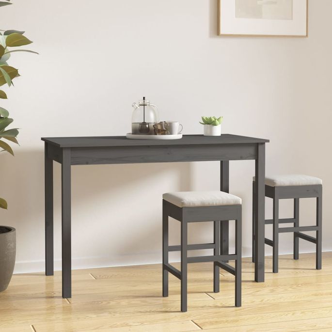 Table à manger Gris 110x55x75 cm Bois massif de pin - Photo n°2