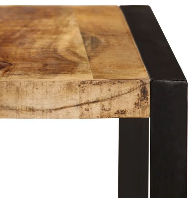 Table à manger manguier massif clair et pieds métal noir Tota 180 cm - Photo n°3