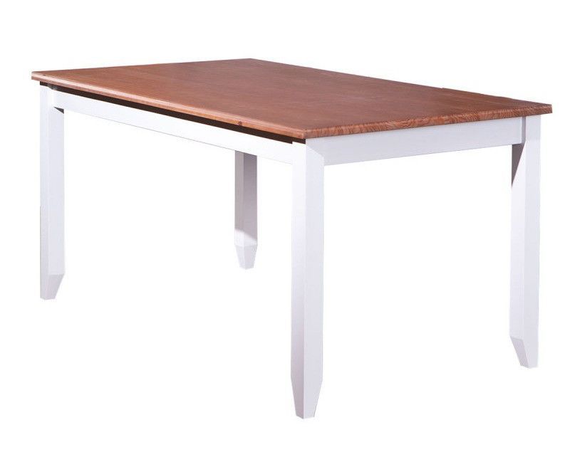 Table à manger pin massif focné et blanc Campanou 160 cm - Photo n°1