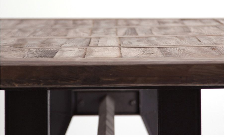 Table à manger pin massif recyclé foncé et métal noir Vinka 240 cm - Photo n°6