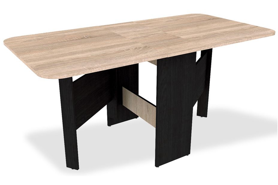 Table à manger pliable bois chêne clair et pieds marron Estal 158 cm - Photo n°1