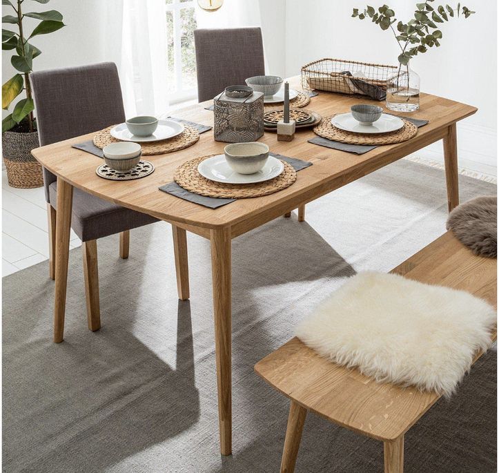 Table à manger rectangulaire 160 cm en bois de chêne massif Kundy - Photo n°5