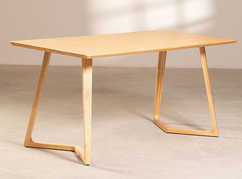 Table à manger rectangulaire bois de Frêne clair Karene 160 cm - Photo n°1