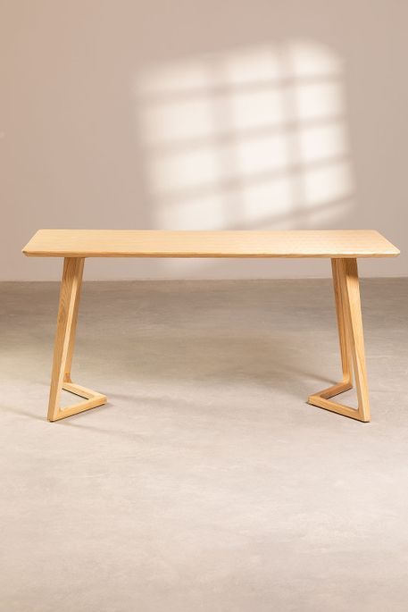Table à manger rectangulaire bois de Frêne clair Karene 160 cm - Photo n°3
