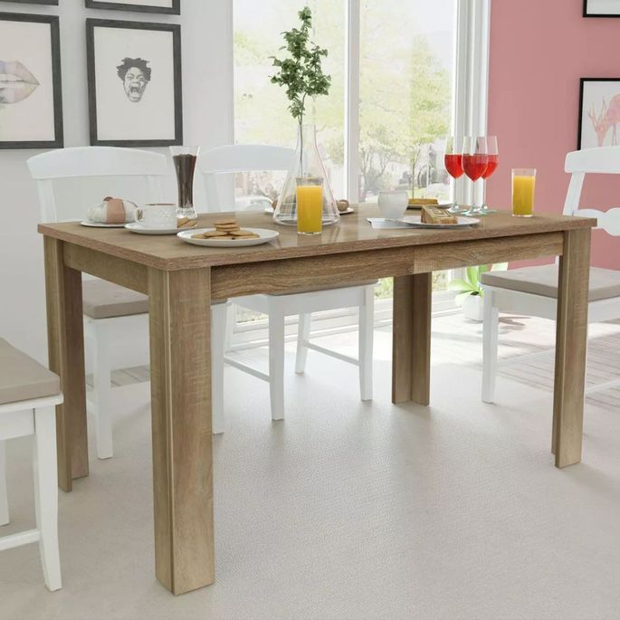 Table à manger rectangulaire bois naturel Dimer 140 cm - Photo n°4