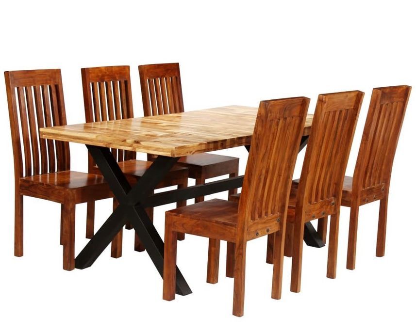 Table à manger rectangulaire et 6 chaises bois de manguier Barina - Photo n°1