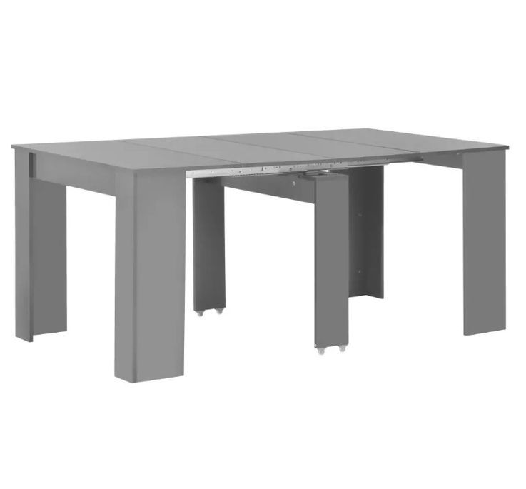 Table console extensible carrée gris brillant 90/133/175 cm Lamio - Photo n°2