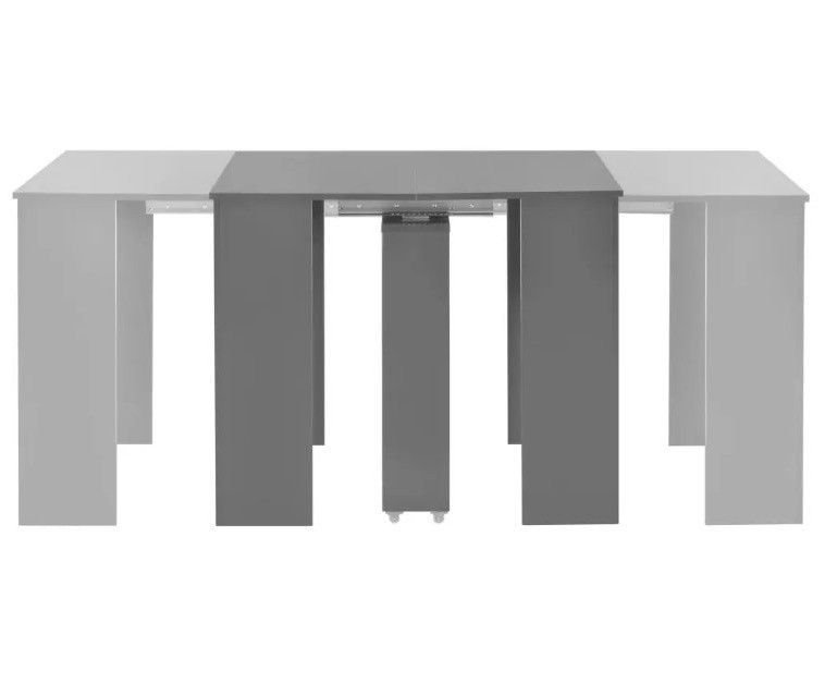 Table console extensible carrée gris brillant 90/133/175 cm Lamio - Photo n°1