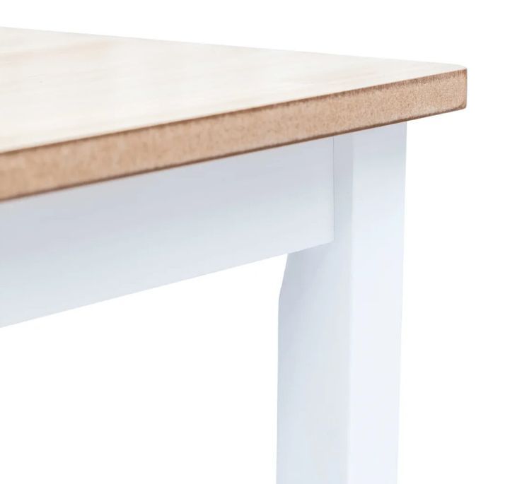 Table à manger rectangulaire hévéa clair et blanc Nyca - Photo n°4