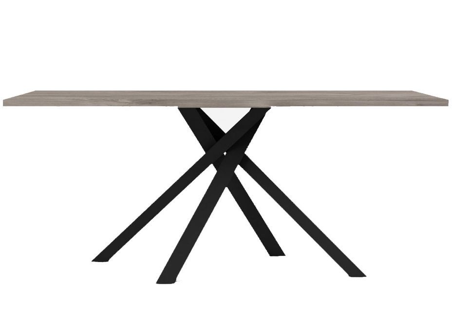 Table à manger rectangulaire style vintage bois clair et acier noir Naples 180 cm - Photo n°1