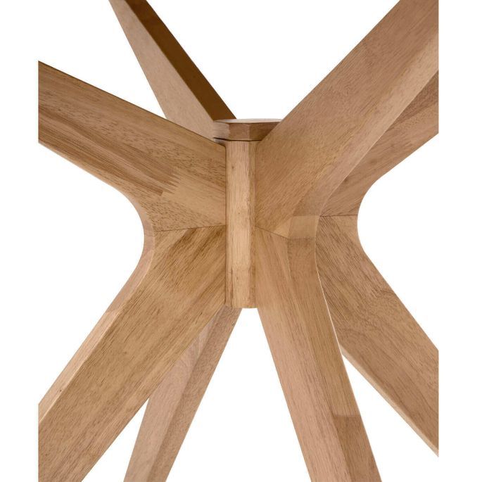 Table à manger ronde bois d'hévéa finition chêne Kinola 120 cm - Photo n°4