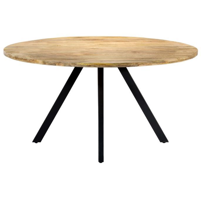 Table à manger ronde bois de manguier et fer noir Fog 150 cm - Photo n°4